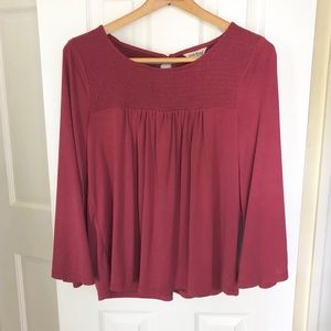 Lucky Brand Peasant Top With Cropped Bell Sleeves